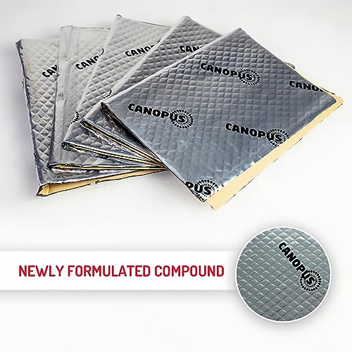 CANOPUS Professional Sound Deadening Mat for Cars, 50 mil 5 sqft, Pack of 5 Sheets, Butyl Sound Deadener Mat, Audio Car Sound Dampening Material for Car Trunk, Door, Floor and Ceiling, Silver