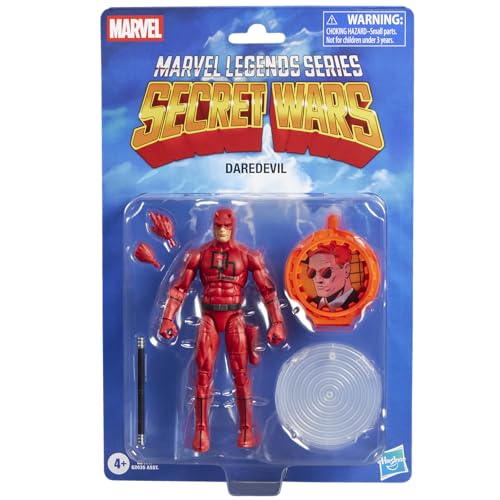 Marvel Legends Series, Secret Wars, Daredevil, Figura Retro Coleccionable de 15 cm con Escudo lenticular, Inspirada en los cómics de Marvel