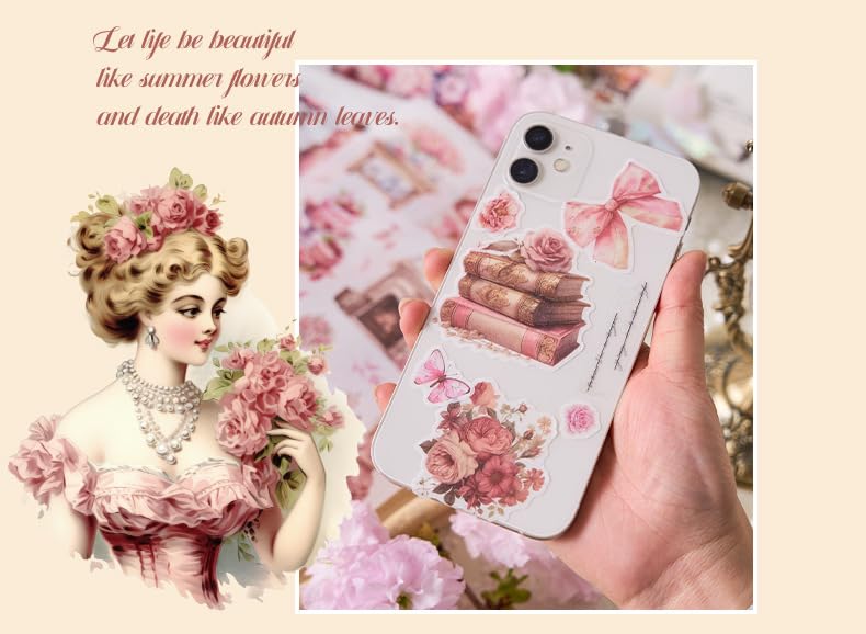 KMCHO Ancient Flower Roll Vintage Floral Decoupage & Scrapbooking Paper Pack - 24 Sheets of High-Quality Collage Art Prints for DIY Crafts, Card Making, Journals 2