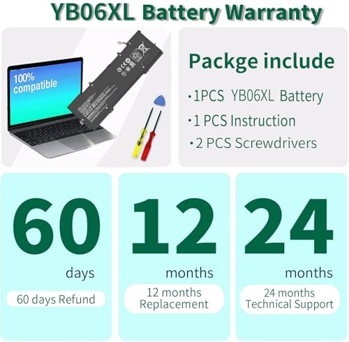 Image of DMKAOLLK 84.08Wh YB06XL 928372-855 928427-272 Battery for HP Spectre X360 Convertible 15-CH011DX 15-CH0XX 15T-CH000 15-CH011NR 15-CH 15T-CH Series 928372-856 928427-271 YB06084XL 11.55V