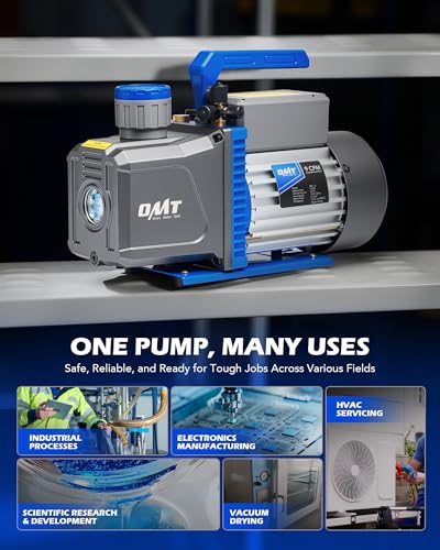 Image of Orion Motor Tech Vacuum Pump 9 CFM Gray | 2 Stage A2L 9 CFM 3 /4 HP Vacuum Pump for R1234yf R32 R134a R22 R410A with 1.5 Micron Ultimate Vacuum, Auto HVAC Vacuum Pump