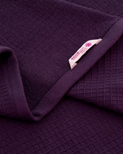 Image of Casa Copenhagen, Egyptian Cotton - Waffle Terry Towel 4 Piece 100% Cotton Large Bath Towel Set - Dark Purple