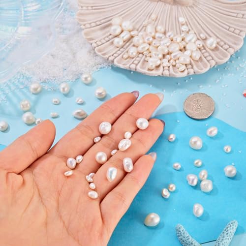 Image of Beadthoven 100pcs Natural Freshwater Cultured Pearls 4 Styles Irregular Oval Rice Beads Loose Beads Real Pearls for Summer DIY Bracelets Necklace Earrings Jewelry Making