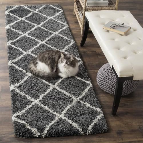 Image of Carpet for Hallway, Kitchen, and Modern Interiors, Cozy Shag Runner for Living Room, Entryway & Office Decor Size 2x5 feet Grey B
