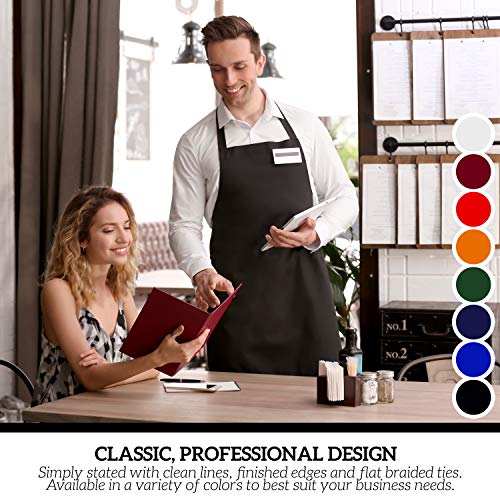 Image of GREEN LIFESTYLE 12 Pack Professional Chef Apron - Grilling Aprons for Men, Waterproof Cooking Apron for BBQ, Work or Restaurant Use, Kitchen Aprons for Women - Burgundy, No Pockets