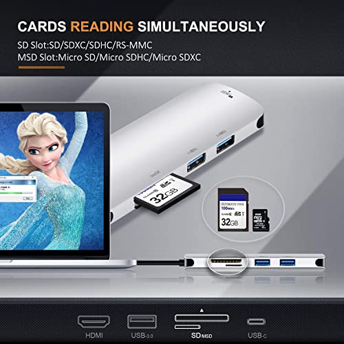 Image of Tobo USB C Hub HDMI Adapter, 6 in 1 Type C Hub Adapter (USB-C 6 in 1)