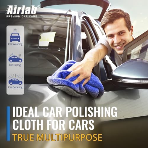 Microfiber Cleaning Cloths Car Detailing Drying Towel, Blue & Grey - View 8
