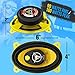 Pyle Car Three-Way Speaker System-Pro 4x6Inch 180W 4Ohm Mid Tweeter Component Audio Sound Speakers For Car Stereo w/30Oz Magnet Structure, 2” Mount Depth Fits Standard OEM-PLG46.3 (Pair),Black/Yellow