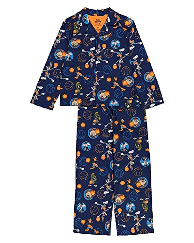 space jam Boys' 2-Piece Button Front Pajama Set, Soft & Cute for Kids
