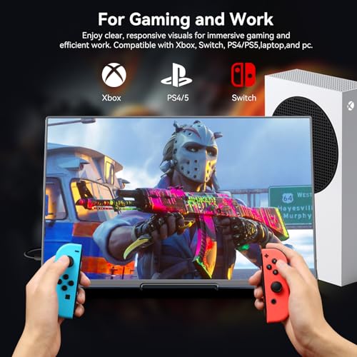Image of 16 inch Touchscreen Portable Monitor,1920x1200P IPS Travel Secondary Screen,USB-C HDMI Plug&Play w /Foldable Stand,Dual Extender for Laptop Mac Phone Switch PS5 Xbox Office Gaming