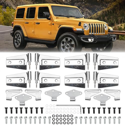 Upgraded 4 Door Hinge Assembly Kits Fits for Jeep Wrangler 2007-2018 JK JKU Unlimited Rubicon Sahara Outer Door Hinges and Inner Door Hinges | Custom Colors