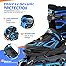 2PM SPORTS Vinal Boys Adjustable Flashing Inline Skates, All Wheels Light Up, Fun Illuminating Skates for Kids and Men- Azure Small (11C-13C US)