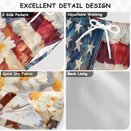 Boys Beach Board Shorts America Floral Oil Daisy Swim Trunk Teen Swimwear 8-16Y Multicolor3