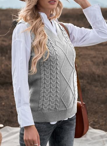 Image of EVALESS Oversized Sweater Vest for Women V Neck Sleeveless Solid Color Loose Pullover Sweater