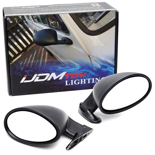 iJDMTOY Matte Black California Retro Rally Motorsport Style Universal Oval Rear View Side Mirrors Compatible With Sports or Street Cars