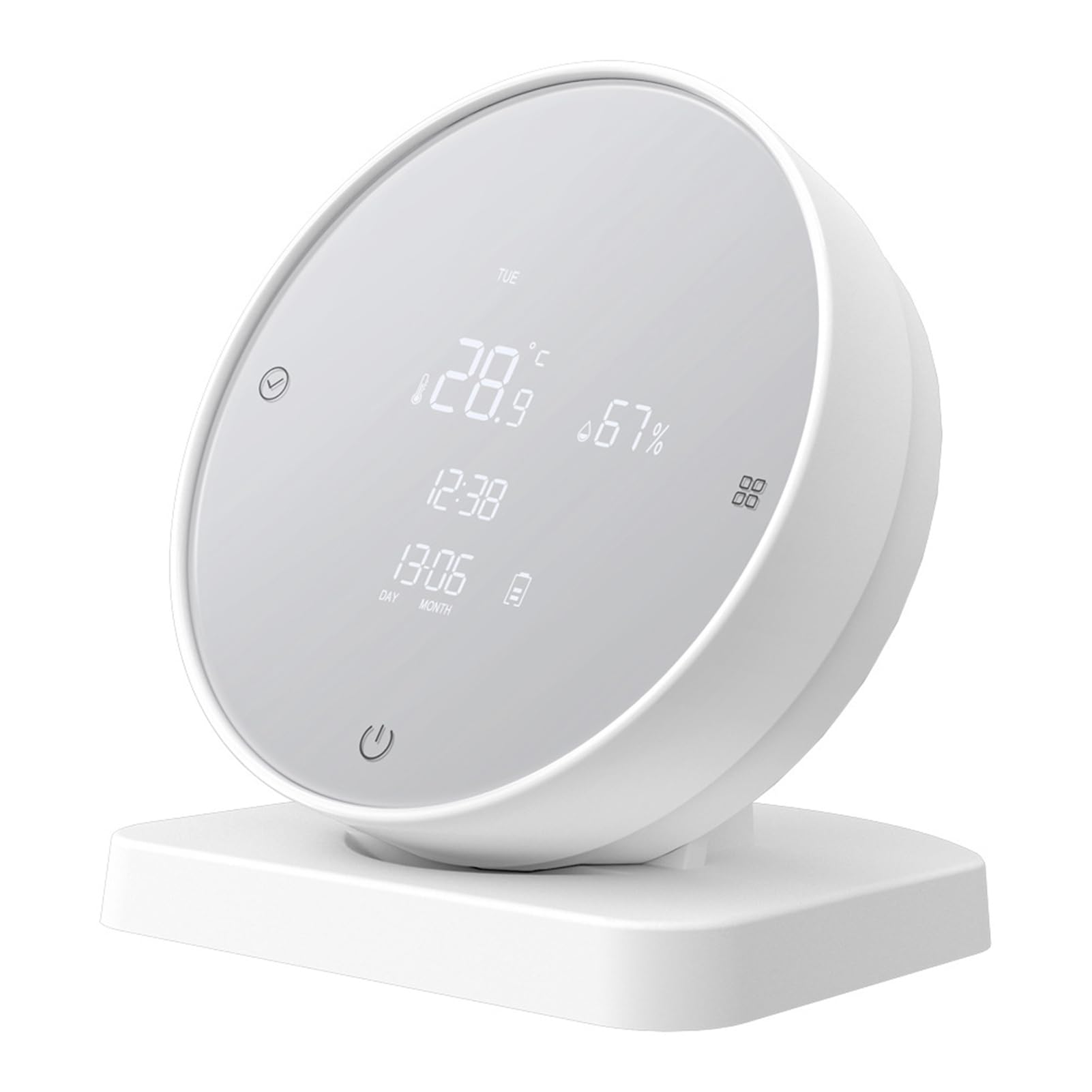 Aoresac Higrotermógrafo Doméstico, Detector de Temperatura y Humedad Recargable por USB, Pantalla LCD, Conexión Bluetooth, Funciona con Batería y Base de Recarga