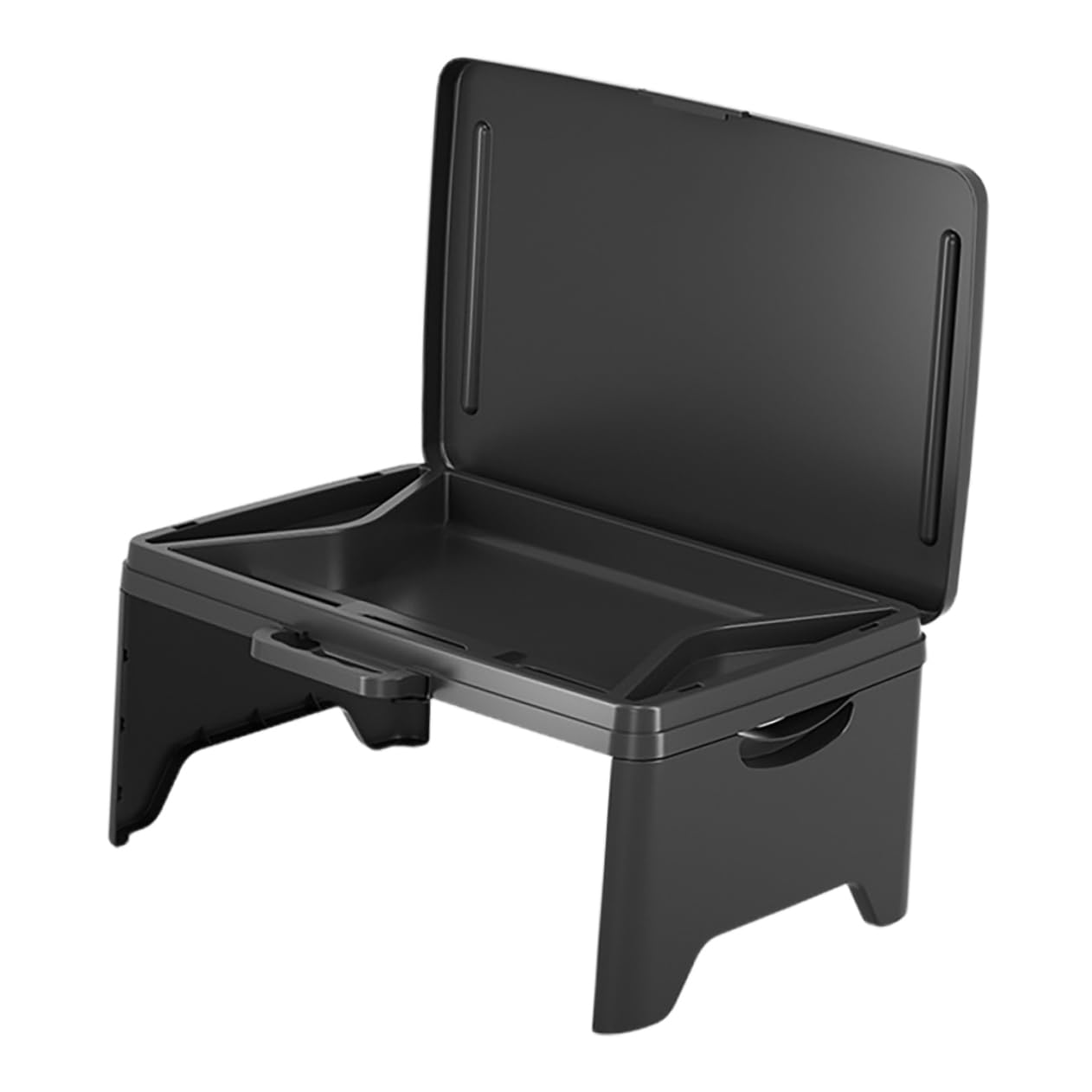 Tragbarer, faltbarer Schoßschreibtisch mit Staufächern, multifunktional, leicht, Laptop-Tablett für Erwachsene, ideal für Studium, Essen und Reisen, Schwarz