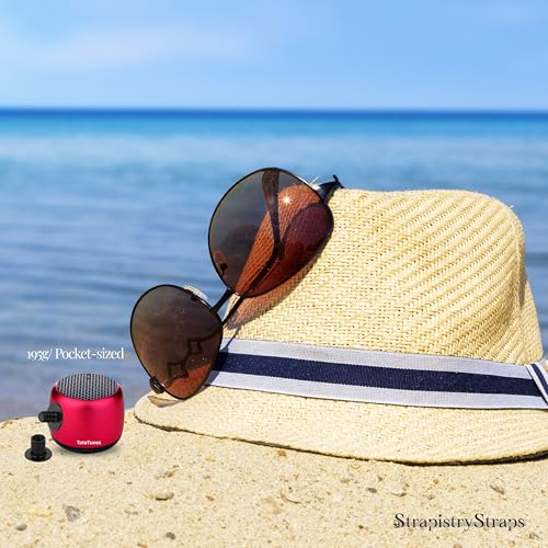 Image of Tote Tunes Mini Bluetooth Speaker for Bogg-Style Tote Bags - Waterproof Wireless Speaker with Rivet Attachment, Beach Pool Bag Accessory, Portable Sound for EVA Rubber (Aqua Rhinestone Speaker)