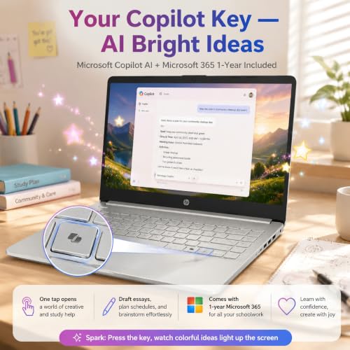 Image of HP 14 Laptop for Students and Home Use, Intel Processor N150, 16GB RAM