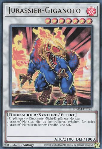 Jurassier-Giganoto BLMM-DE148 Ultra Rare Deutsch Boosterfrisch 1. Auflage - Battles of Legend: Monster Mayhem - mit ReCollectibles-Versandschutz - für Yu-Gi-Oh!
