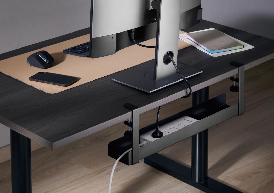 Ragro Clamp-on Under Desk Cable Tray for Wire Management - Power Strip Tray and Charging Wires Organisor - Easy and Quick DIY Installation - 207 mm x 100 mm x 600 mm-image-23