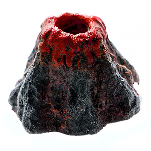 Dcfbkl Piedra de aire artificial para acuario, resina de montaña, volcán, burbujas, adornos decorativos seguros para calentador de agua dulce y salada, termómetros de luz, filtro de arena de grava