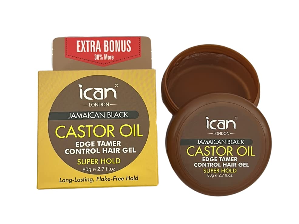 ican London Jamaican Black Castor Oil Edge Control Hair Gel Super Hold 80g