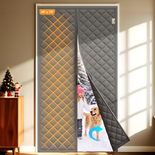 Yotache Magnetic Thermal Insulated Door Curtain Fit 30"x76" Doors, Gray
