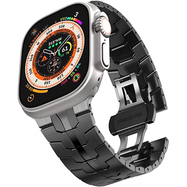 Bracelet Apple Watch en métal avec fermoir sécurisé et maillons ajustables