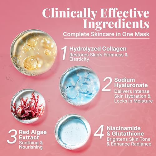 Bio Collagen Face Mask Overnight, 6 Pack – Hydrogel Korean Face Masks, Hydrating Collagen Mask for All Skin Types, Anti-Aging Face Masks Skincare, Deep Moisturizing, Improves Elasticity & Radiance - Image 5