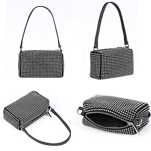 Image of Valleycomfy Bling Crystals Evening Clutch Bag for Women Girls Sparkling Crossbody Bag Wedding Prom Party Club Purses Handbags