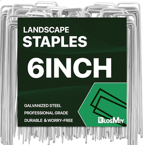 BLOSMIY 25-Pack Landscape Staples 6 inch 11 Gauge Galvanized Lawn Staples Sturdy Garden Stakes for Effortlessly Securing Weed Barrier Fabric Ground Stabilization and Tackling Outdoor Yard Work