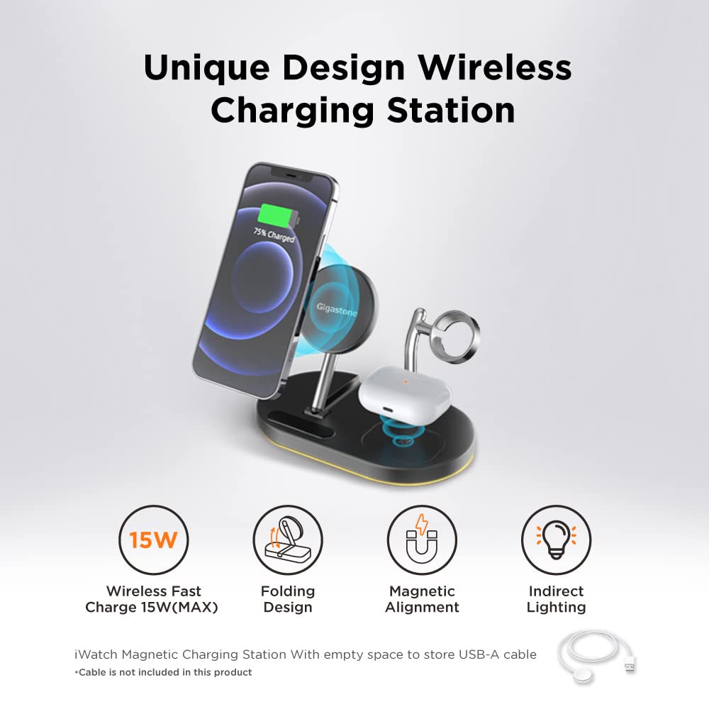 Amazon.co.jp: Gigastone 3 in 1 Magnetic Wireless Charger, Max 15W