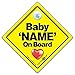 Panneau de voiture avec inscription « Baby On Board » personnalisable avec le nom de bébé, panneau de voiture à ventouse, vous pouvez ajouter un nom