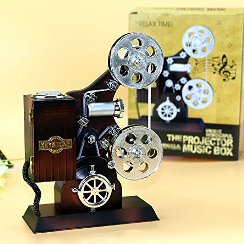Preisvergleich Produktbild XJoel kreative Retro Weinlese-alte Harz-Film-Projektor-Verzierungs-Spieluhr für Hauptstab-Dekoration-Schreibtisch-Org...