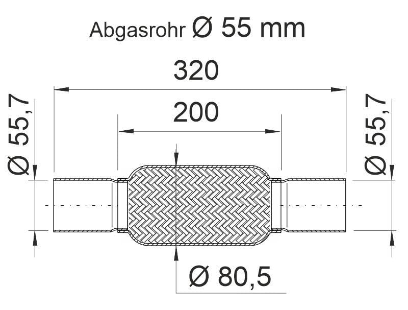 ERNST 460118 - Tubo flessibile per impianto di scarico | Compatibile con: ALFA ROMEO 147, 156, 156 Sportwagon, GT, AUDI A3, A3 Sportback, A4 B7, Q3