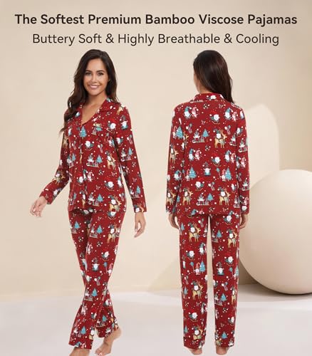 Image of WiWi Viscose from Bamboo Women's Pajamas Set Super Soft Button Down Top and Pants Sleepwear Cooling Pjs S-3X
