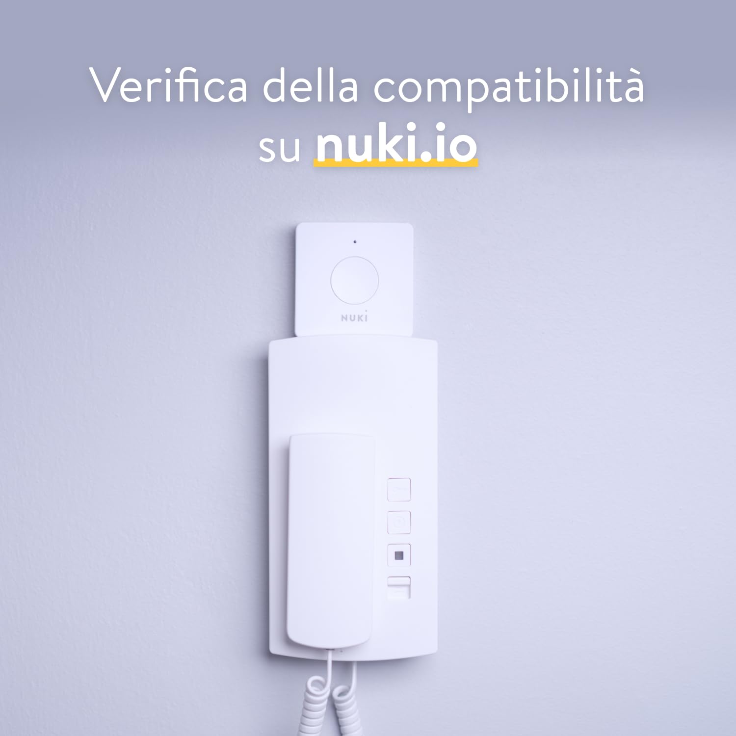 Nuki Opener, serratura elettronica per il condominio, necessario l'uso del Nuki Bridge, comando del citofono tramite smartphone, apriporta automatico case multifamiliari, Smart Home, bianco