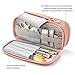 EASTHILL Big Capacity Pencil Case Stationery Storage Large Handheld Pen Pouch Bag Multiple Compartment Double Zipper Cosmetic Portable High School Organizer College Student Girl Teen Adult-Dark Pink