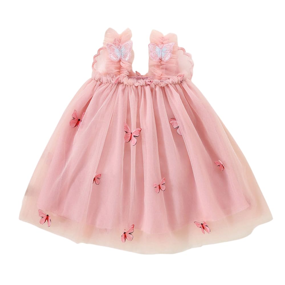 hopscotch Girls Sequin Butterfly Ruffle Strap Dress in Peach Color for Age (9-12 Months)-picture-16