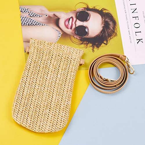 ULTECHNOVO Bolsa de Palha para Telefone Bolsa Crossbody Bolsa Pequena Boho Bolsa Rattan para Mulhere