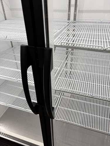 Image of Commercial Beverage Refrigerator Display Fridge,Stainless Steel Merchandiser Two Glass Door Drink Cooler (no canopy) with LED Light Adjustable Shelves,ETL Sanitation,45 Cu Ft,47 inch Wide,Wheels Included