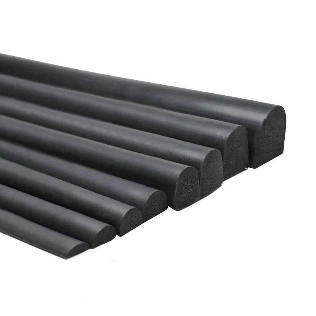 Striscia di Schiuma a Forma di D Mezza Rotonda per Porte e finestre Guarnizione Isolante per Macchina Nero-Senza Adesivo nero-16mm-6mm-1 Metro