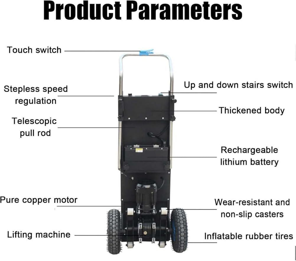 Carro Eléctrico para Subir Escaleras Duradero Carros para Subir Escaleras con Carga,Carretilla para Subir Escaleras Eléctrica Portátil Equipos Pesados Materiales De Construcción,01