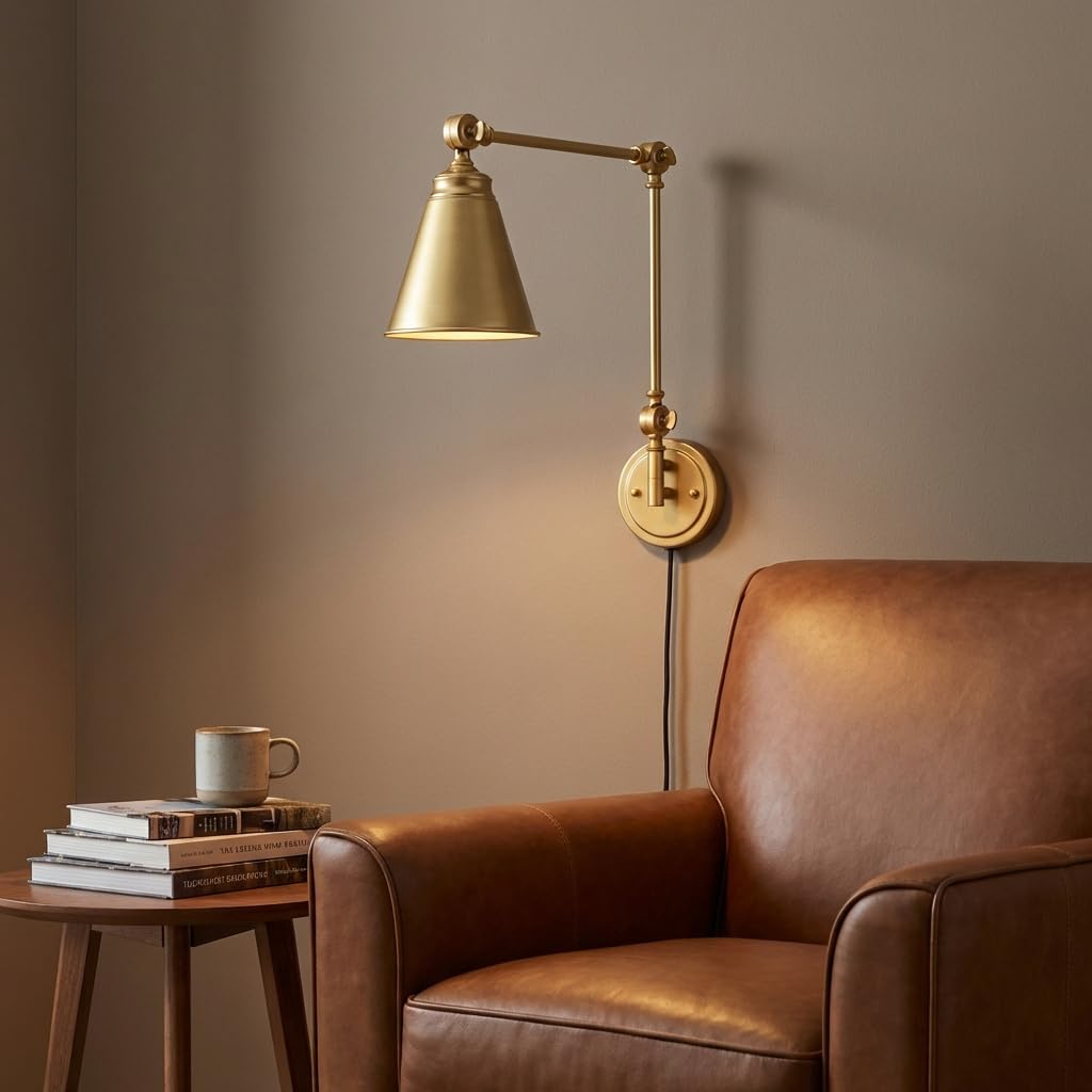 BARCELONA LED Applique da Parete Vintage Nero in Alluminio Metallo con Braccio Orientabile, Grande, Stile Industriale Classico Moderno Lussuoso, con Cavo e Spina E27