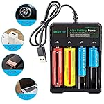 18650 Battery Charger 4-Bay 5V 2A for Rechargeable Batteries 3.7V Li-ion TR IMR 18650 14500 16340(RCR123) Red/Green…
