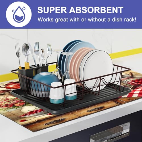 Image of HOMETITUTE Vintage Farmhouse Cherry Stove Cover 28x20 Diatomite Mat