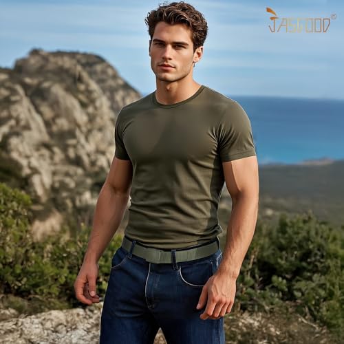 Image of JASGOOD Nylon Canvas Breathable Military Tactical Men Waist Belt With Plastic Buckle