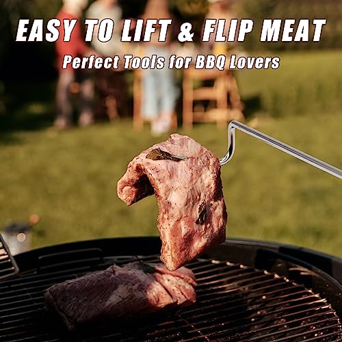 Lqlmcos Food Flipper Turner Hooks Stainless Steel Bbq Meat Hooks Cooking Barbecue Turners Hooks Grill Accessories With Wooden Handle For Grilling & Smoking (Style A-One Pack) #TOP2