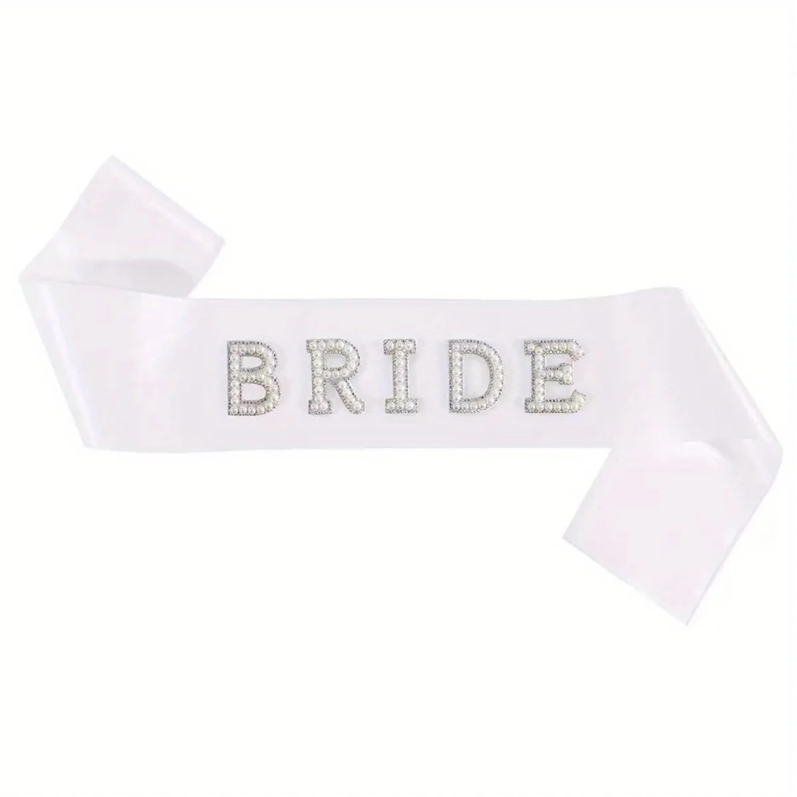2 pezzi di fascia da sposa, velo bianco da sposa for matrimonio, fascia in raso di perle, decorazioni for feste di addio al nubilato